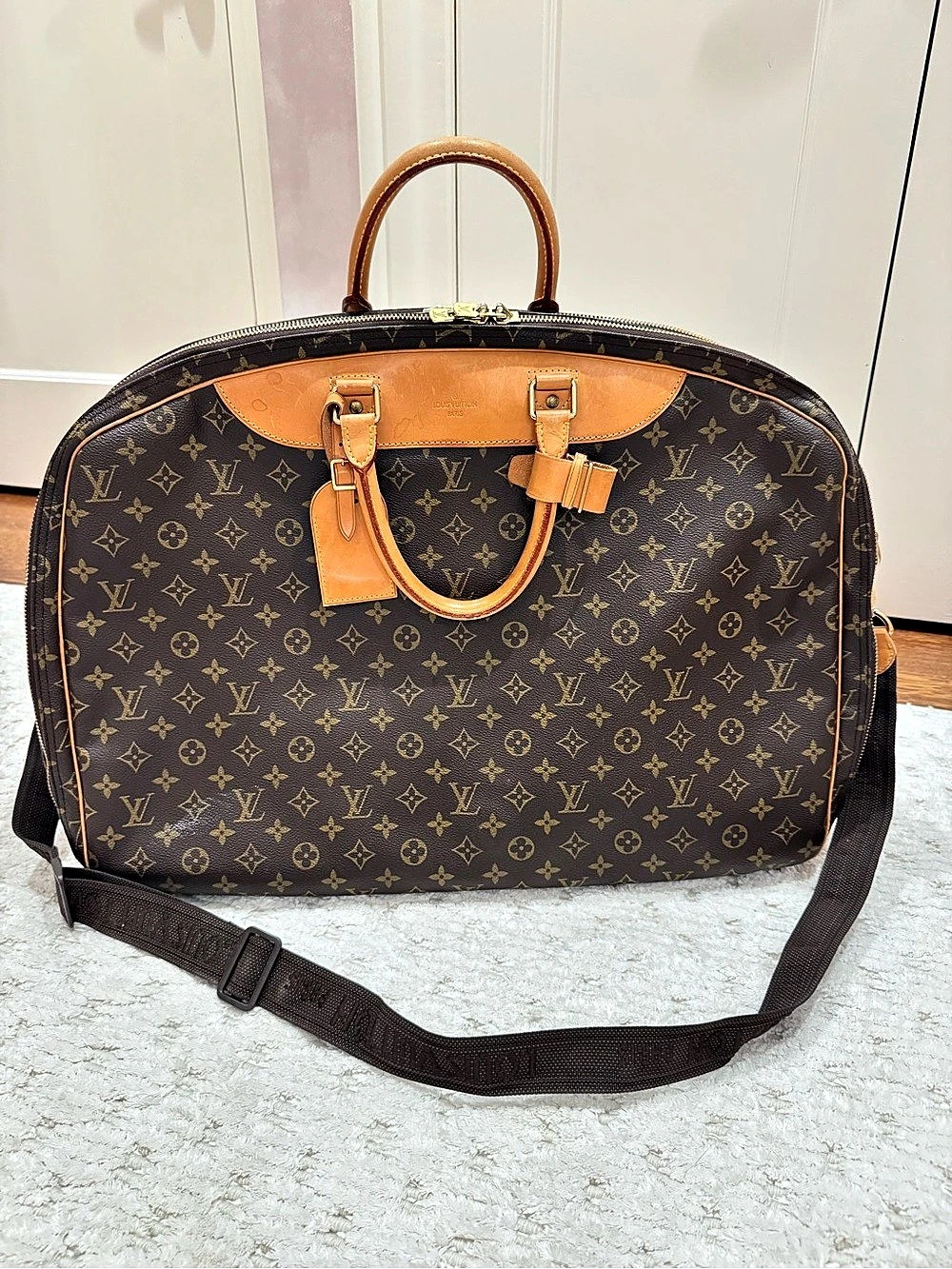Louis Vuitton Alize 55 Monogram Travel Bag in Brown & Tan